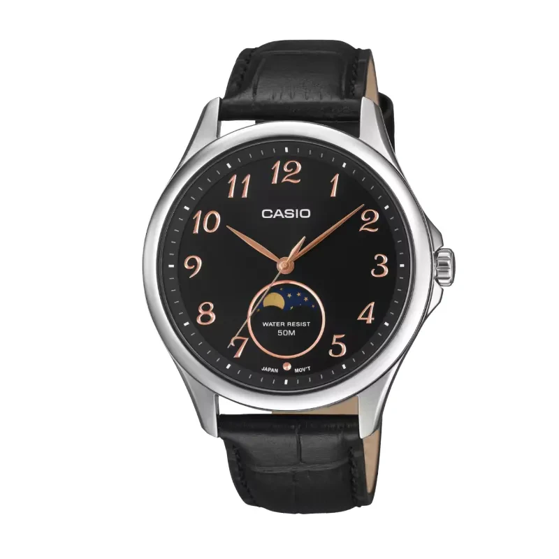 Casio Enticer Quartz Moon Phase Black Dial Men's Watch- MTP-M110L-1AV